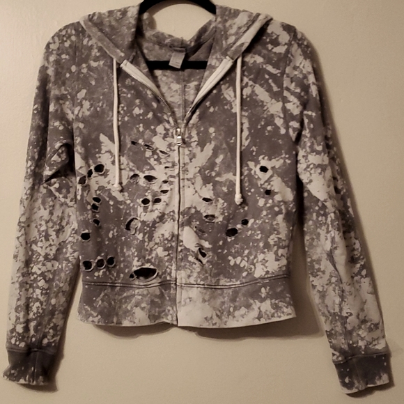 Forever 21 destructed distressed  paint splattered hoodie - Picture 1 of 7